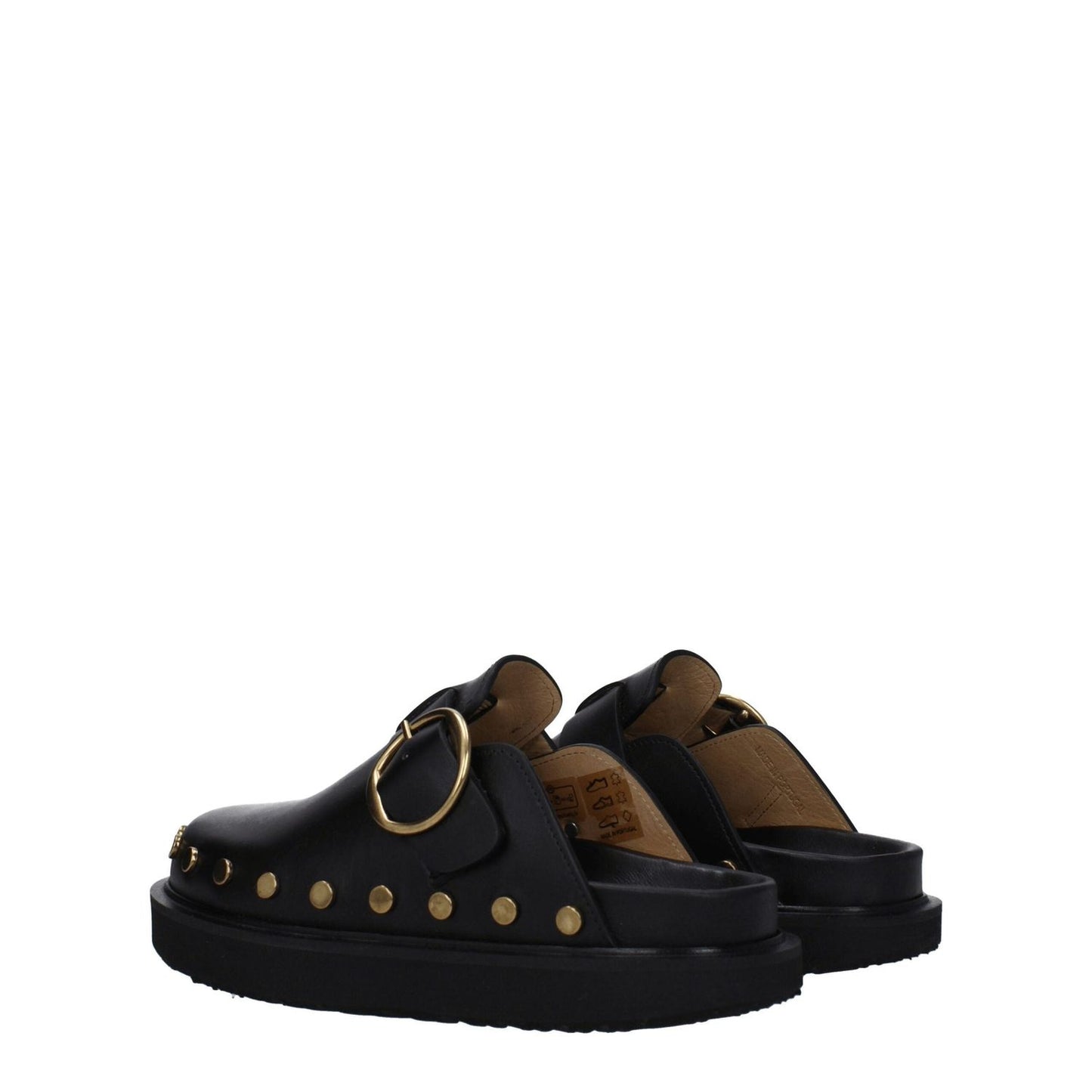 Isabel Marant Black Leather Slippers Sandals IS-8547450028297-EU36/US6
