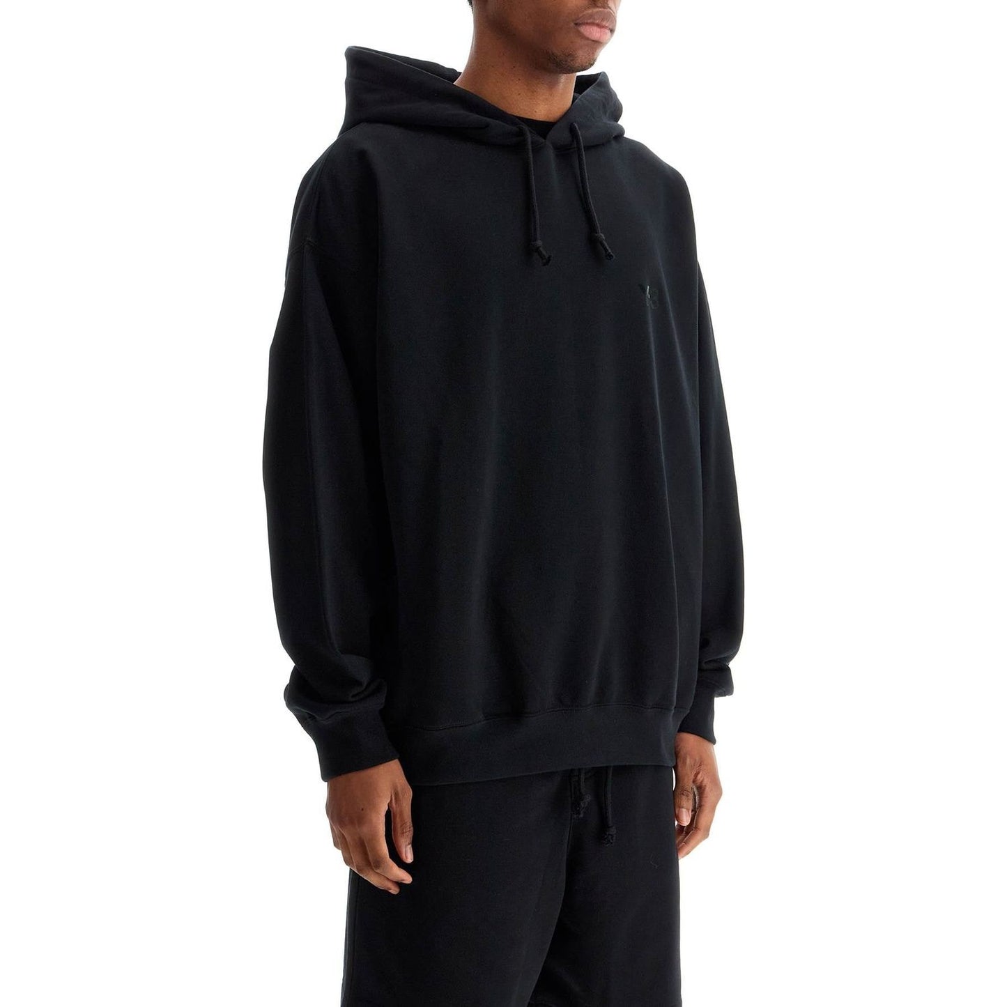 Y-3 men's black hoodie in recycled cotton and polyester Topwear Y-3 Black