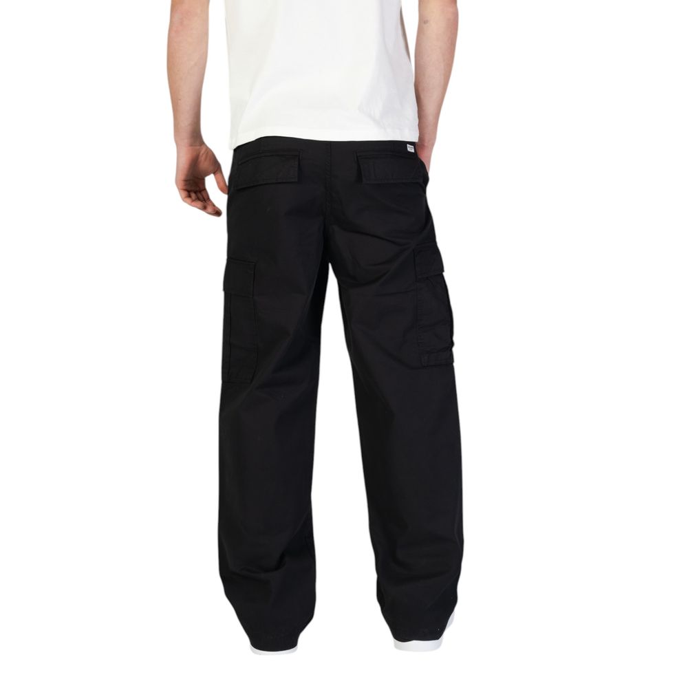 Back view of Jack Jones Black Cotton Cargo Pants with practical side flap pockets.