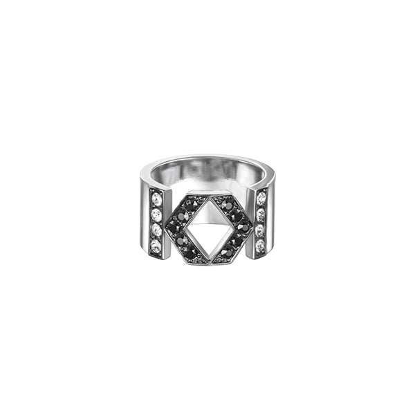 Alt Tag: KARL LAGERFELD JEWELS JEWELRY Mod. 5448357 silver ring with geometric design