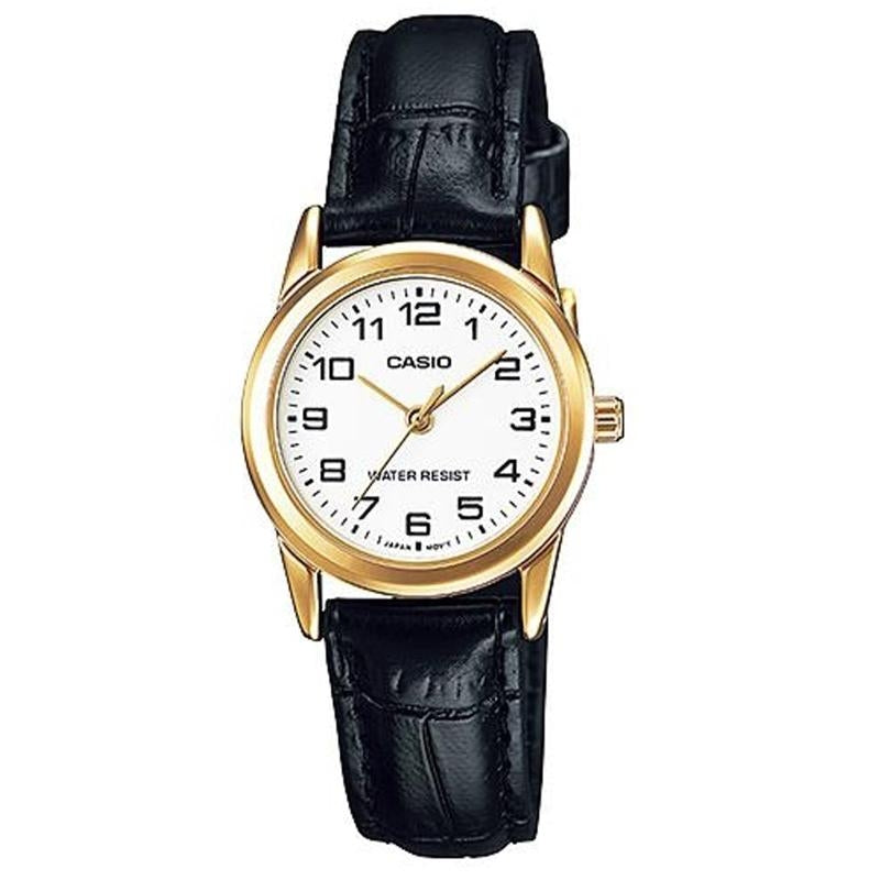CASIO COLLECTION Mod. LADY 3H GOLD. LEATHER - WHITE LTP-V001GL-7BUDF