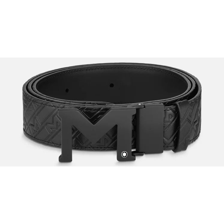 MONTBLANC LEATHER Mod. M BUCKLE EMBOSSED REVERSIBLE LEATHER BELT FASHION ACCESSORIES