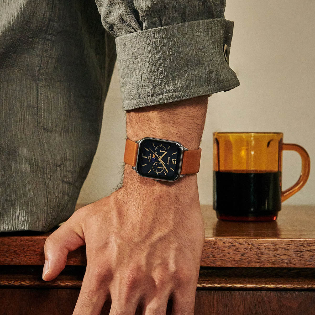 CASIO COLLECTION Mod. MOONPHASES LEATHER - BLACK MTP-M305L-1AVER