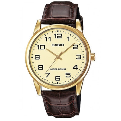CASIO COLLECTION Mod. ONLY TIME GOLD. LEATHER - CHAMPAGNE MTP-V001GL-9BUDF