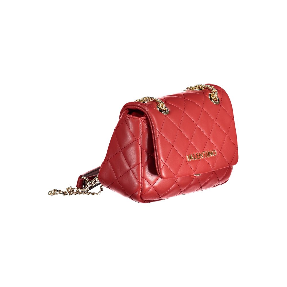 Mario Valentino Red Polyethylene Handbag with adjustable strap, removable handle, and logo detail
