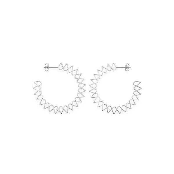 ROSEFIELD JEWELS JEWELRY Mod. JSPHS-J064 silver hoop earrings with geometric design
