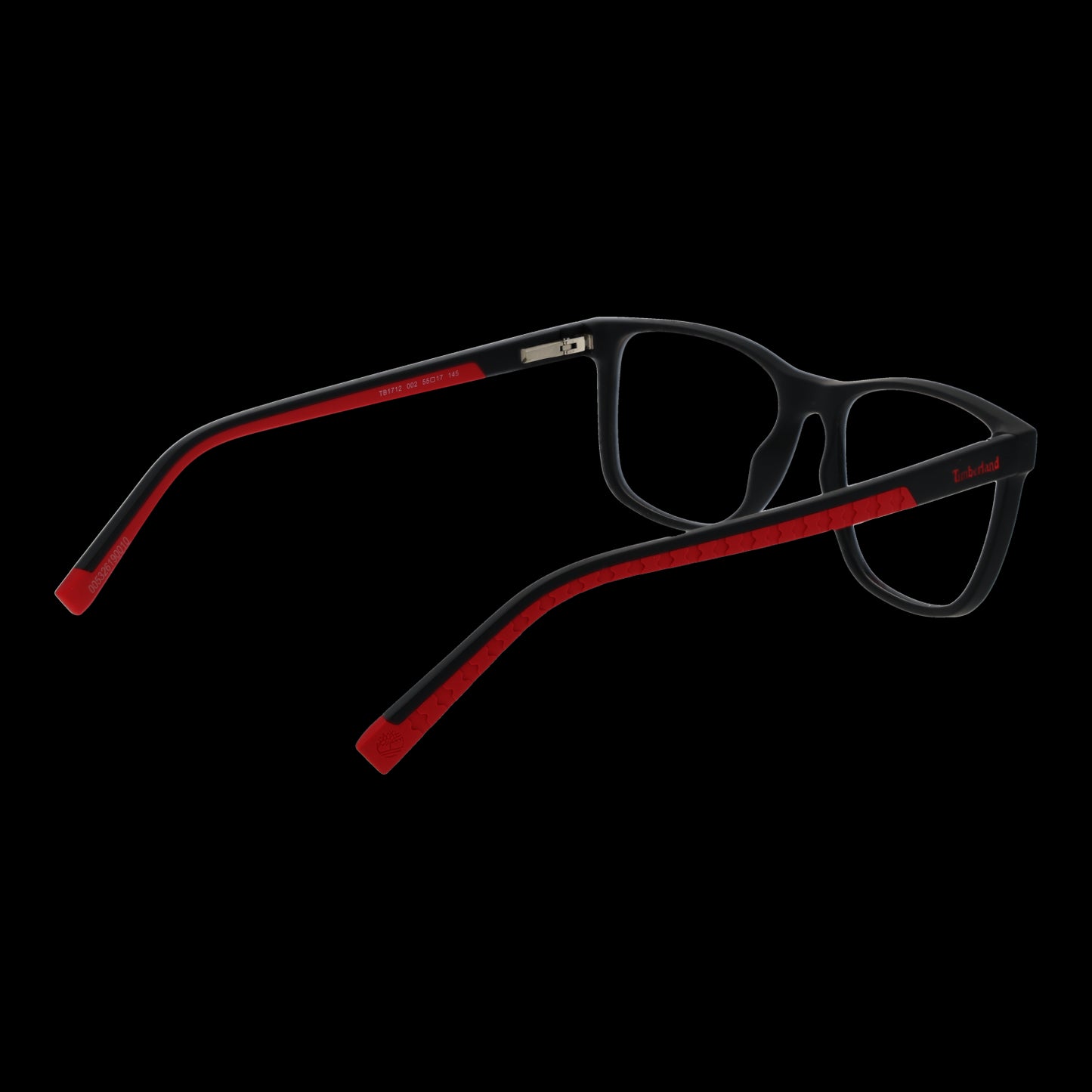TIMBERLAND MOD. TB1712 55002 gent's eyeglasses, black and red frame, rear view, stylish design for men