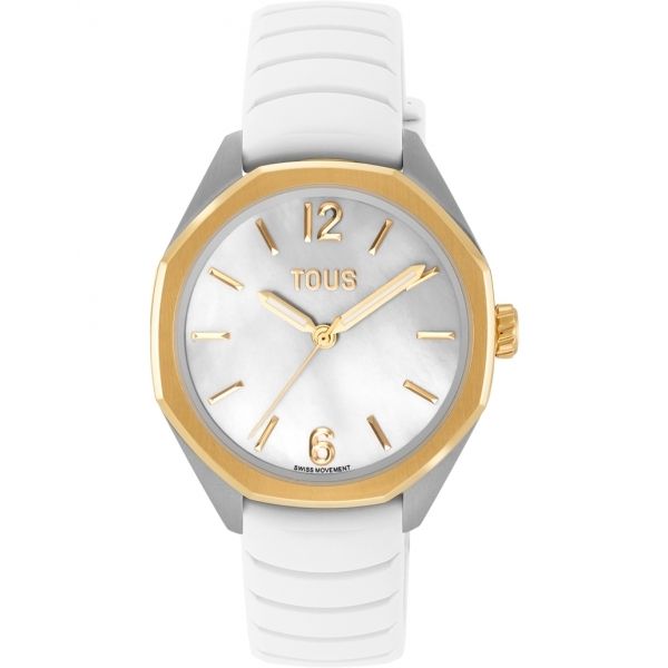 TOUS WATCHES Mod. 3000141100 with white silicone strap and gold-tone bezel