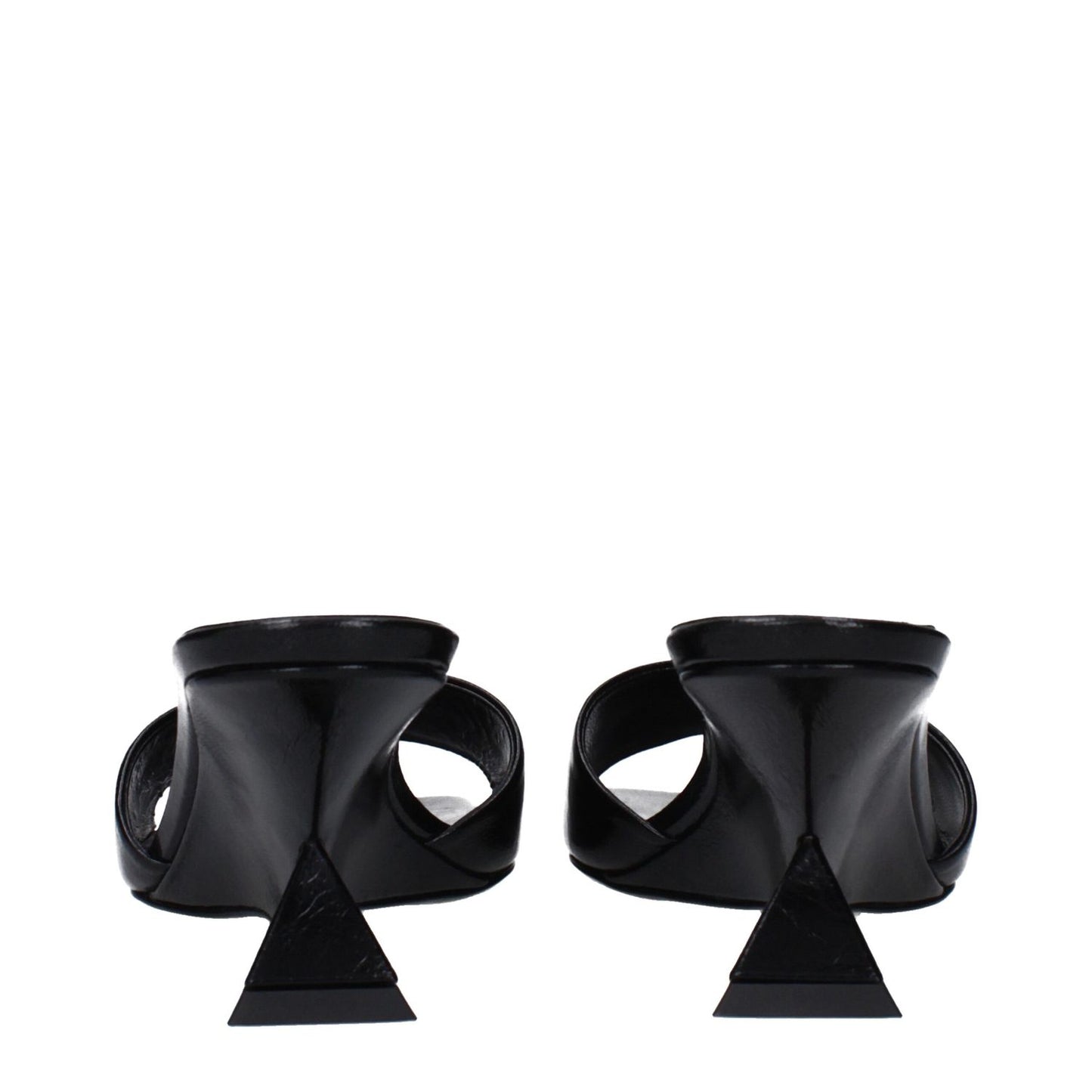 The Attico Black Leather Flat Sandals