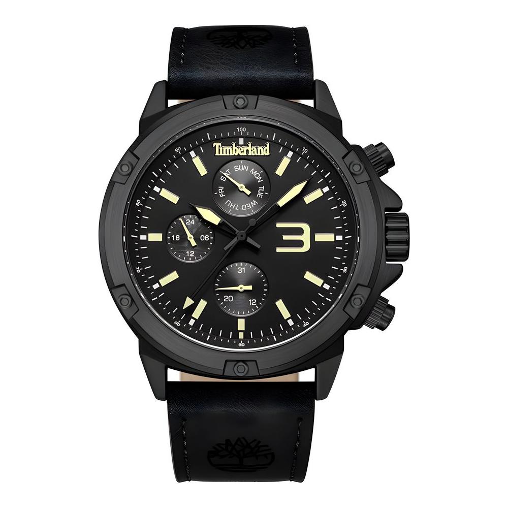 Timberland Black Leather Watch 1728,Black,Men,New with tags,Timberland,Watches for Men - Watches Timberland TITDWGF9002904AC