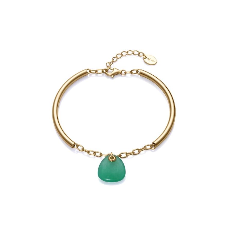 Elegant gold bracelet with green pendant, featuring VICEROY JEWELS Mod. 13172P100-42 for ladies in official packaging.