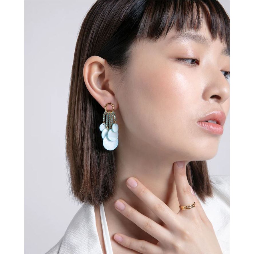 Woman wearing VICEROY JEWELS Mod. 13192E100-93 earrings in silver 925°, featuring quartz analog movement, multifunctional design.