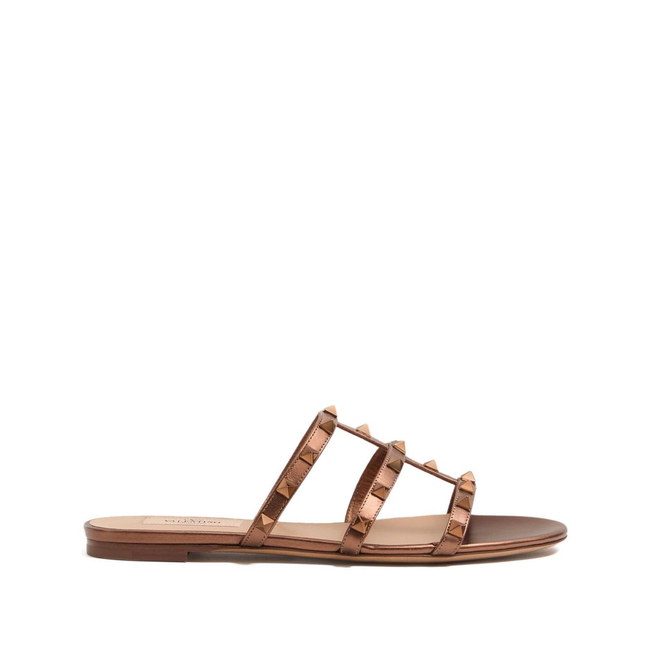 Valentino Garavani Rockstud Low Slide Sandal in Laminated Nappa Leather Sandals