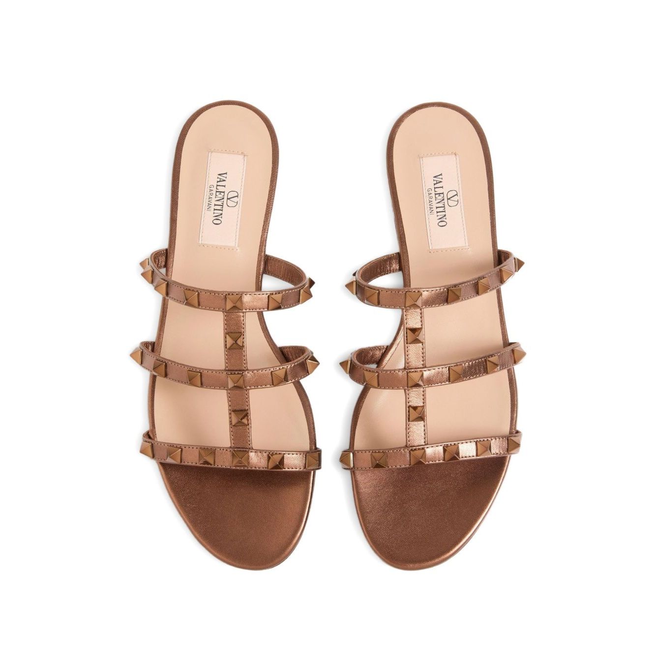 Valentino Garavani Rockstud Low Slide Sandal in Laminated Nappa Leather Sandals
