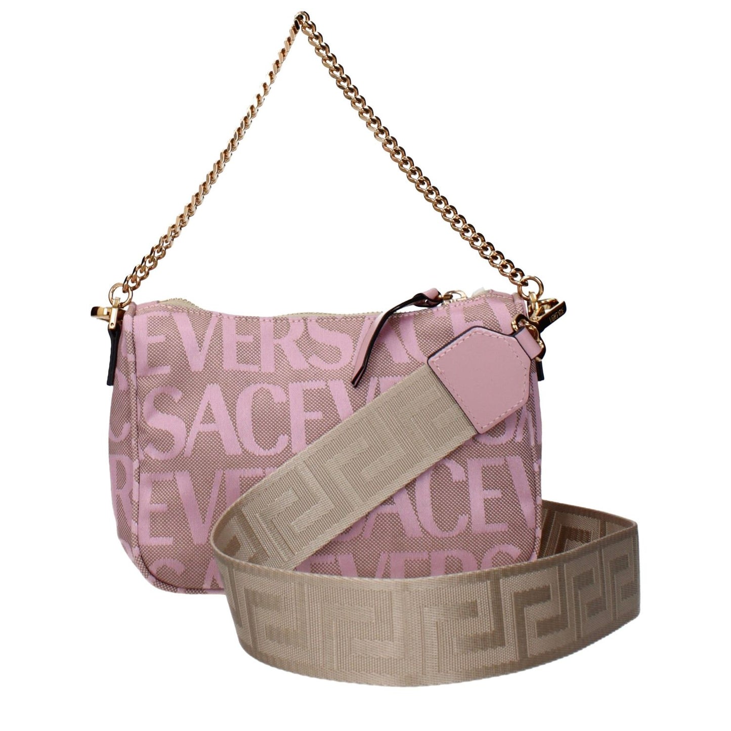 Versace Pink Fabric Handbag
