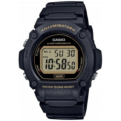 CASIO TIMELESS COLLECTION Mod. SPORT- ILLUMINATOR. WR 50M. ALARM. CHRONOGRAPH - BLACK W-219H-1A2
