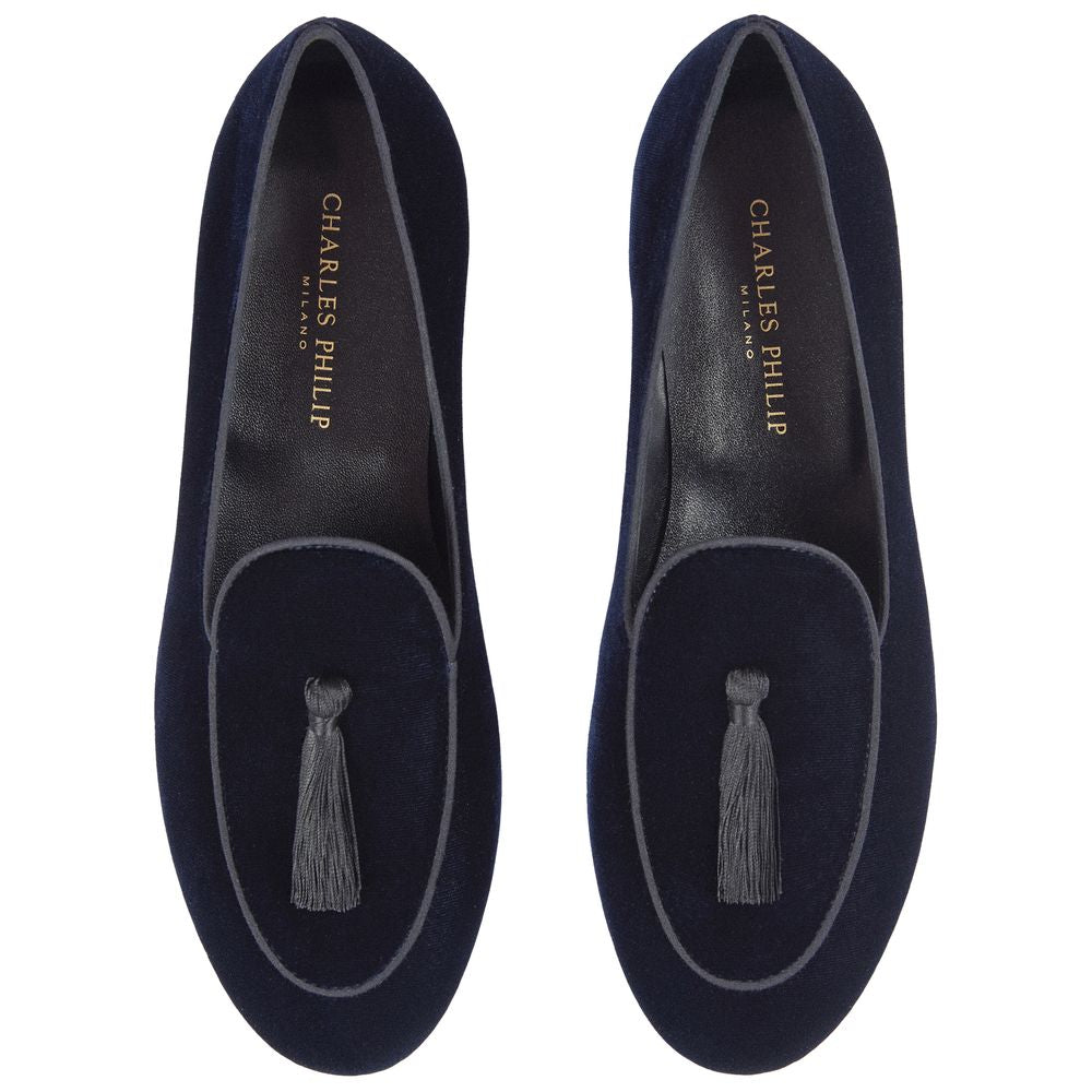 Charles Philip Blue Velvet Loafer