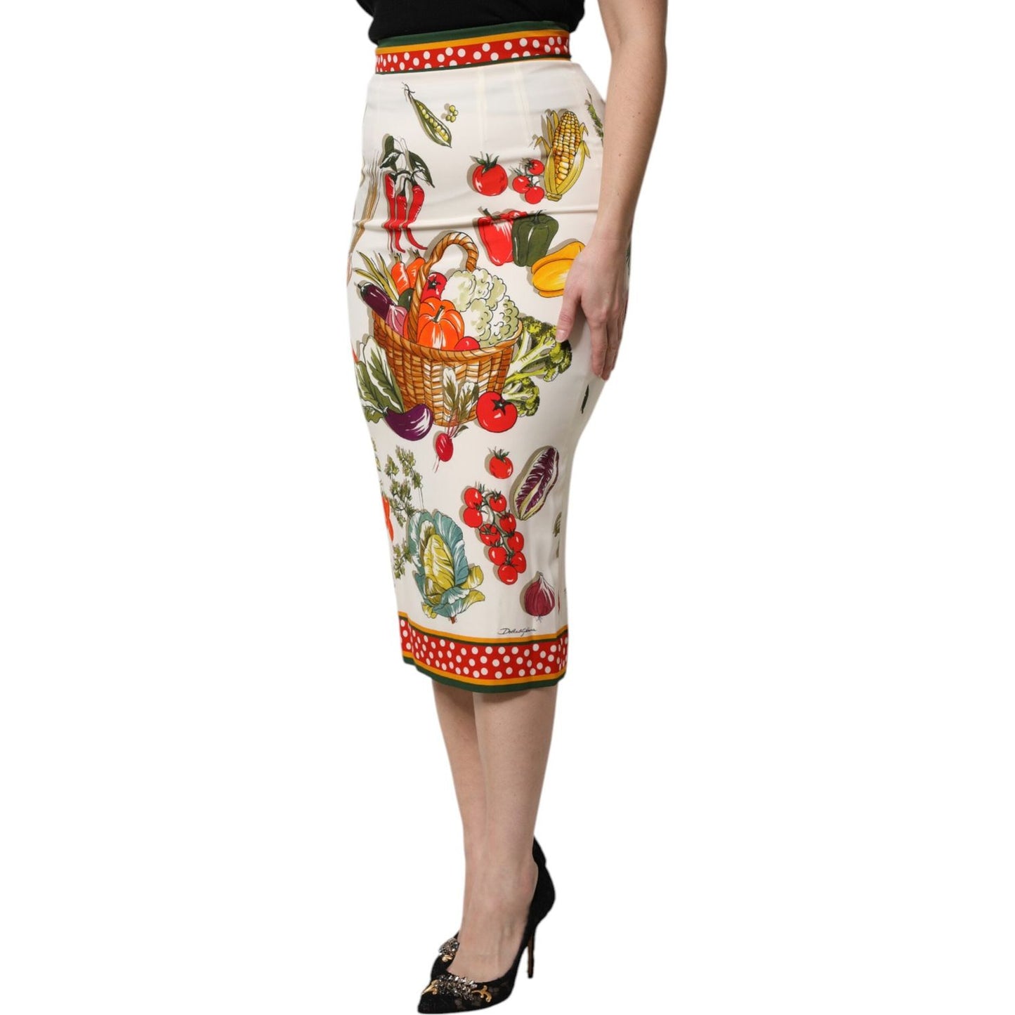 Dolce & Gabbana Multicolor High Waist Pencil Cut Midi Skirt