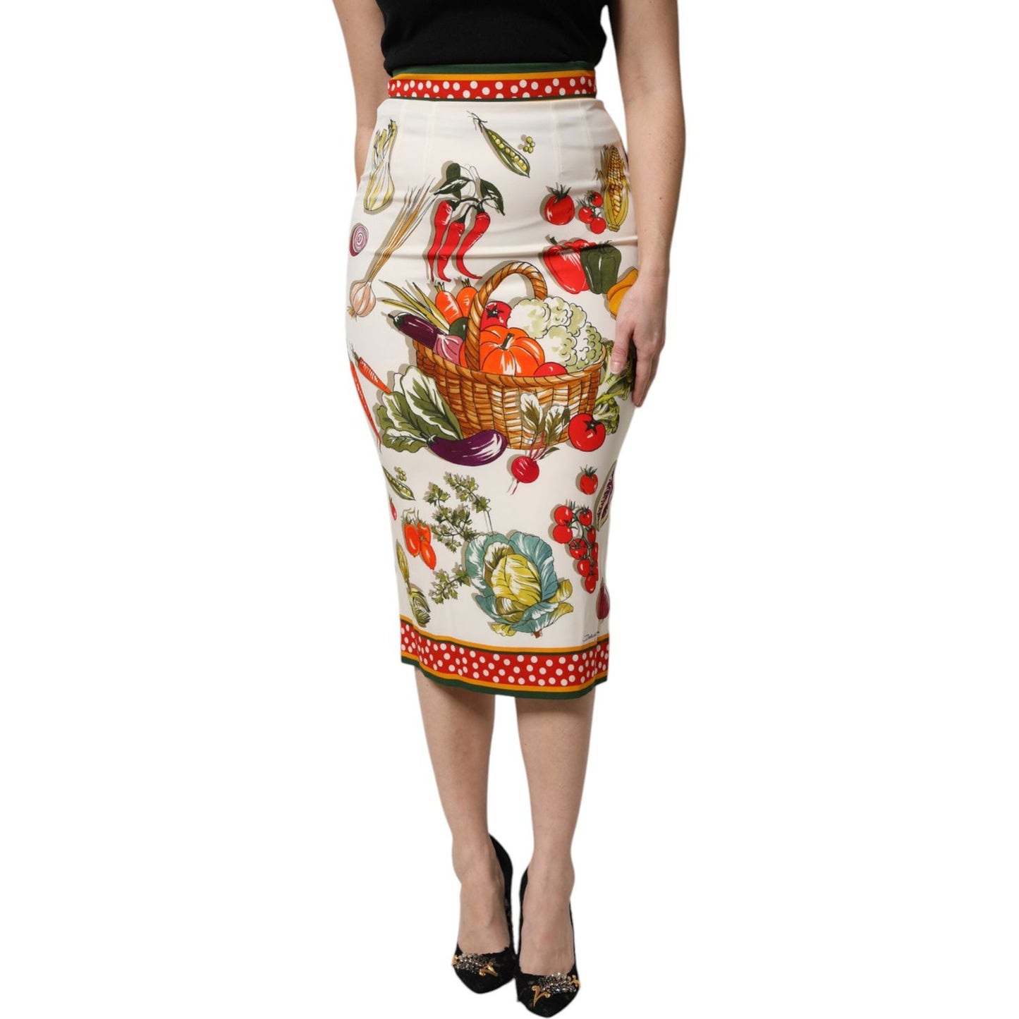 Dolce & Gabbana Multicolor High Waist Pencil Cut Midi Skirt