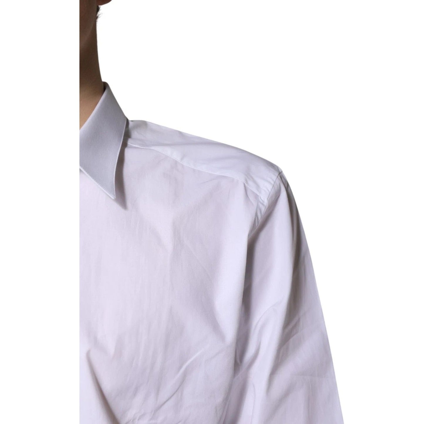 Dolce & Gabbana White Cotton GOLD Dress Formal Shirt