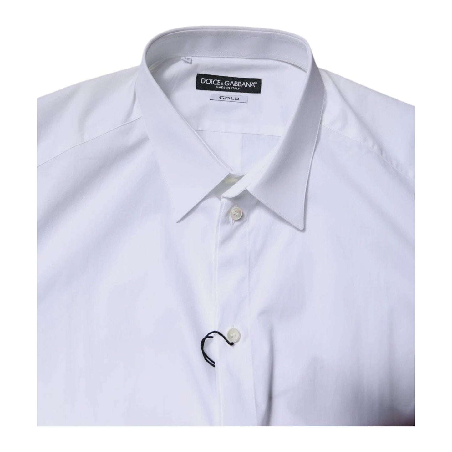 Dolce & Gabbana White Cotton GOLD Dress Formal Shirt