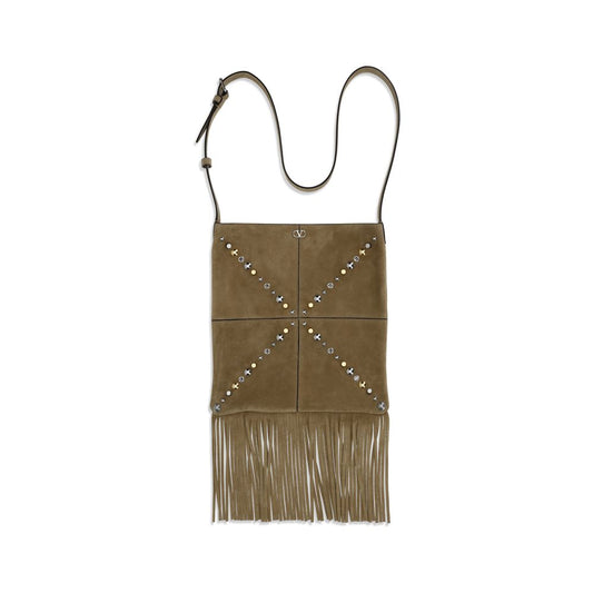 Valentino Garavani Beige Suede Leather Shoulder Bag