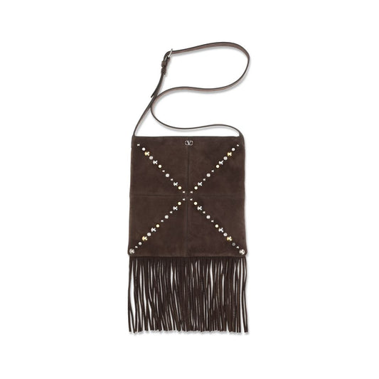 Valentino Garavani Brown Calf Leather Bos Taurus Shoulder Bag