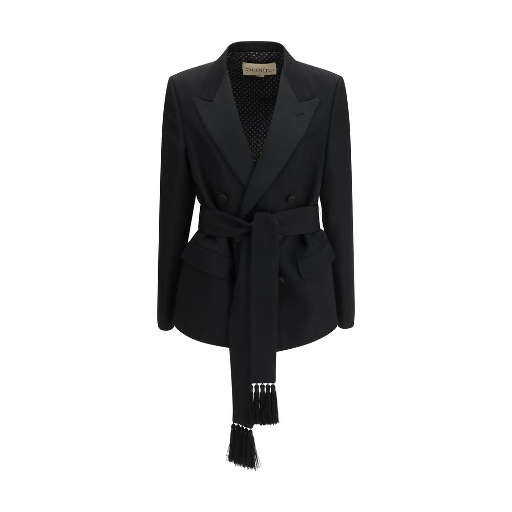 Valentino Black Fleece Wool Blazer 1728,72470364320,Black,Blazers - Suits & Blazers - Clothing,Clothing,IT46 | S,Men,New with tags,Suits & Blazers - Clothing,Valentino