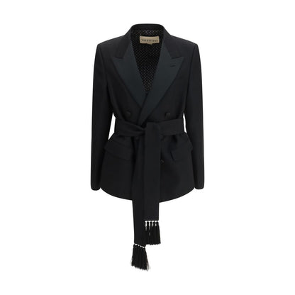 Valentino Black Fleece Wool Blazer 1728,72470364320,Black,Blazers - Suits & Blazers - Clothing,Clothing,IT46 | S,Men,New with tags,Suits & Blazers - Clothing,Valentino