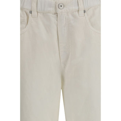 Brunello Cucinelli White Cotton Casual Pants