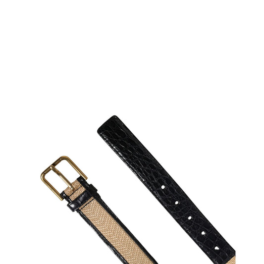 Dolce & Gabbana Men Beige Braided Leather Metal Buckle Belt