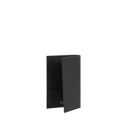 Ferragamo Black Calf Leather Bos Taurus Wallet