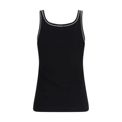 PINKO Black Cotton Sleeveles T-Shirt
