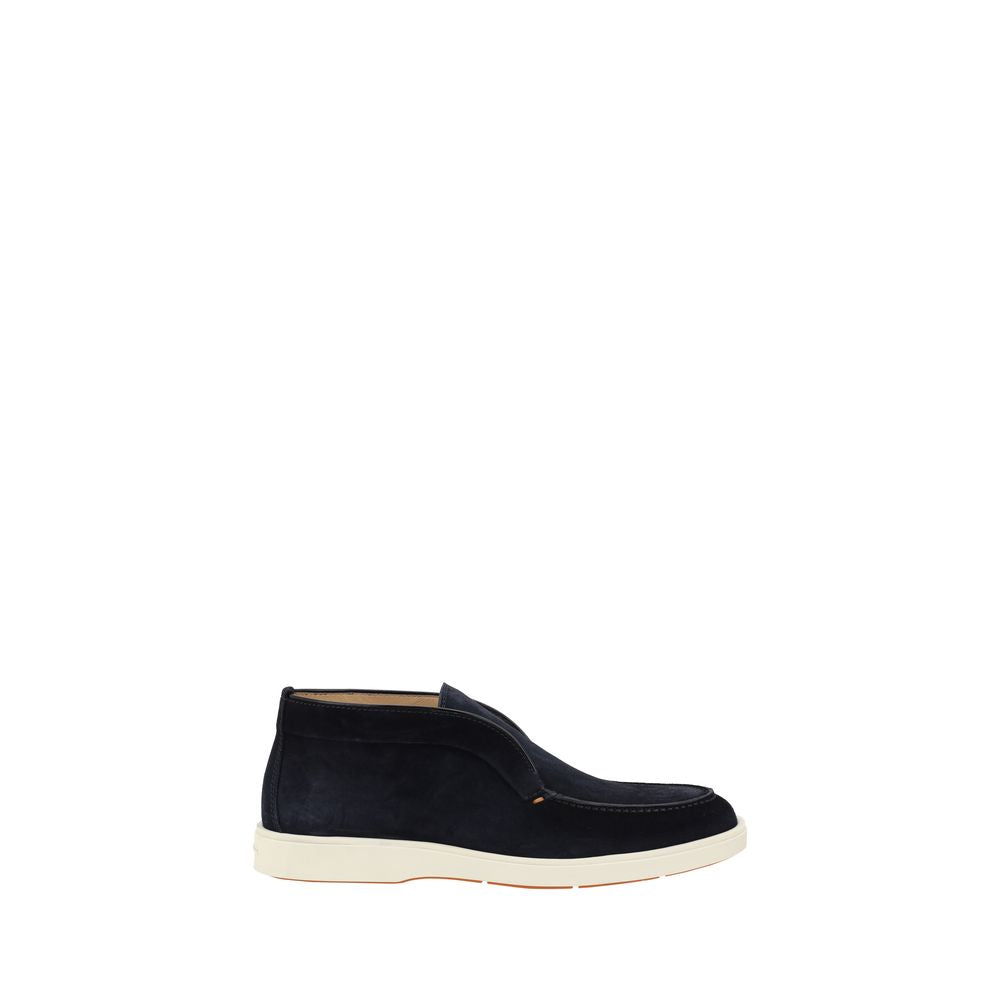Santoni Blue Calf Leather Bos Taurus Ankle Boots