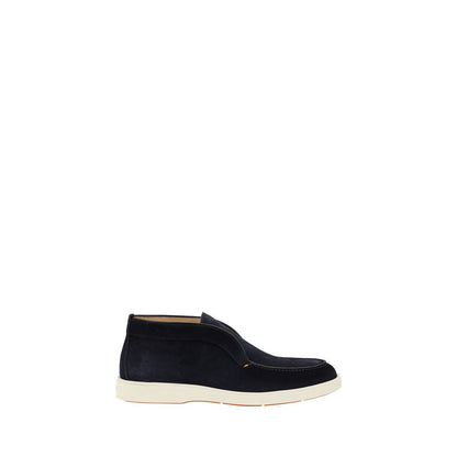 Santoni Blue Calf Leather Bos Taurus Ankle Boots