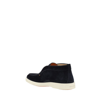 Santoni Blue Calf Leather Bos Taurus Ankle Boots