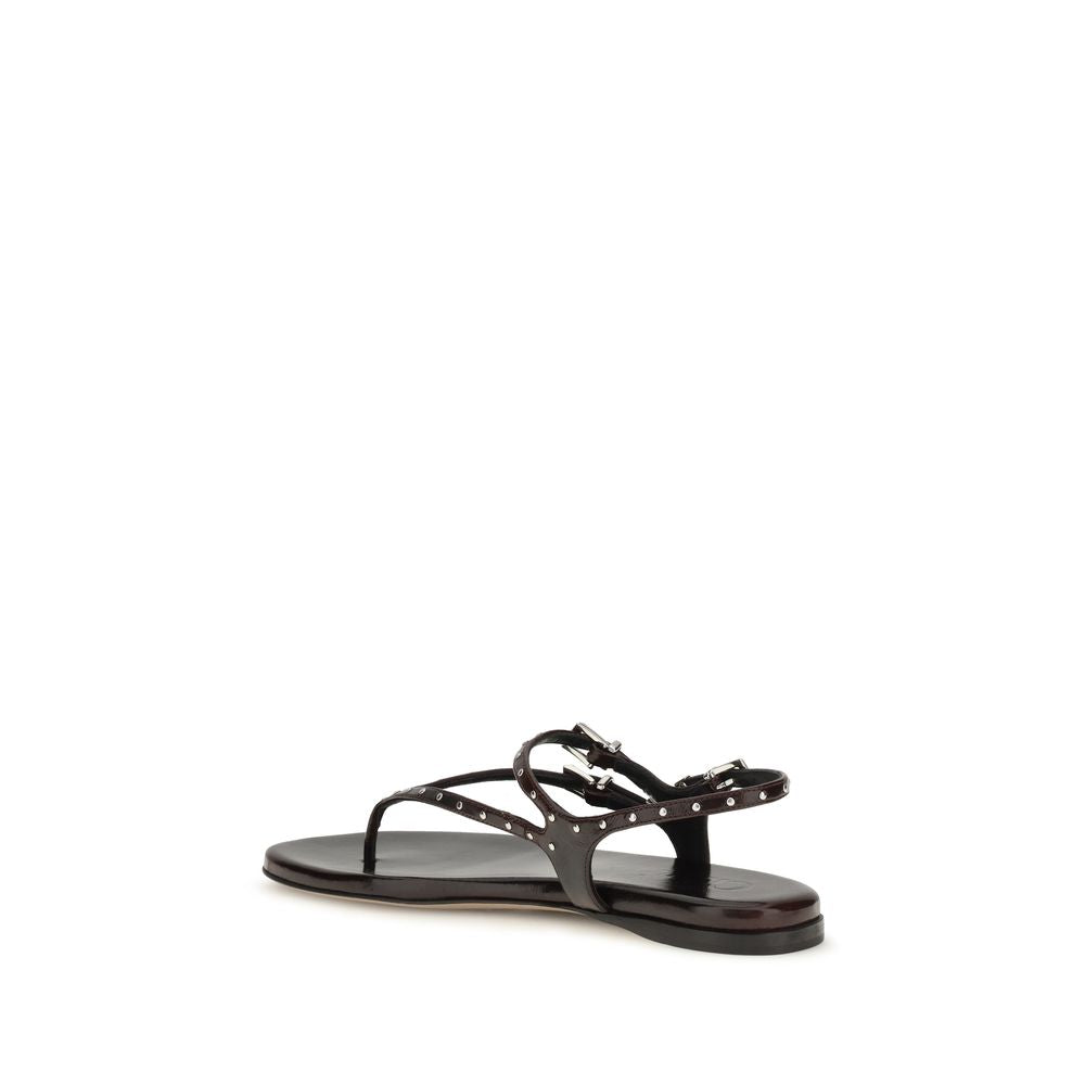 Chloé Black Calf Leather Bos Taurus Flat Sandals