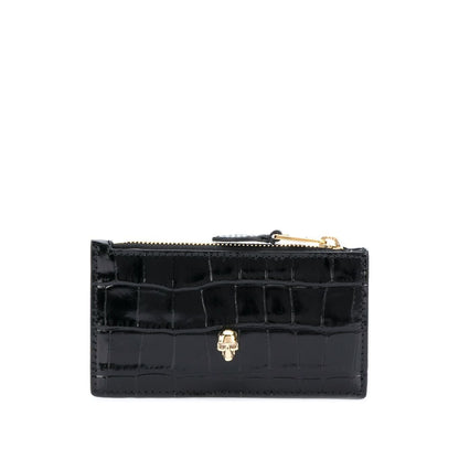 Alexander McQueen Skull zipped leather card case