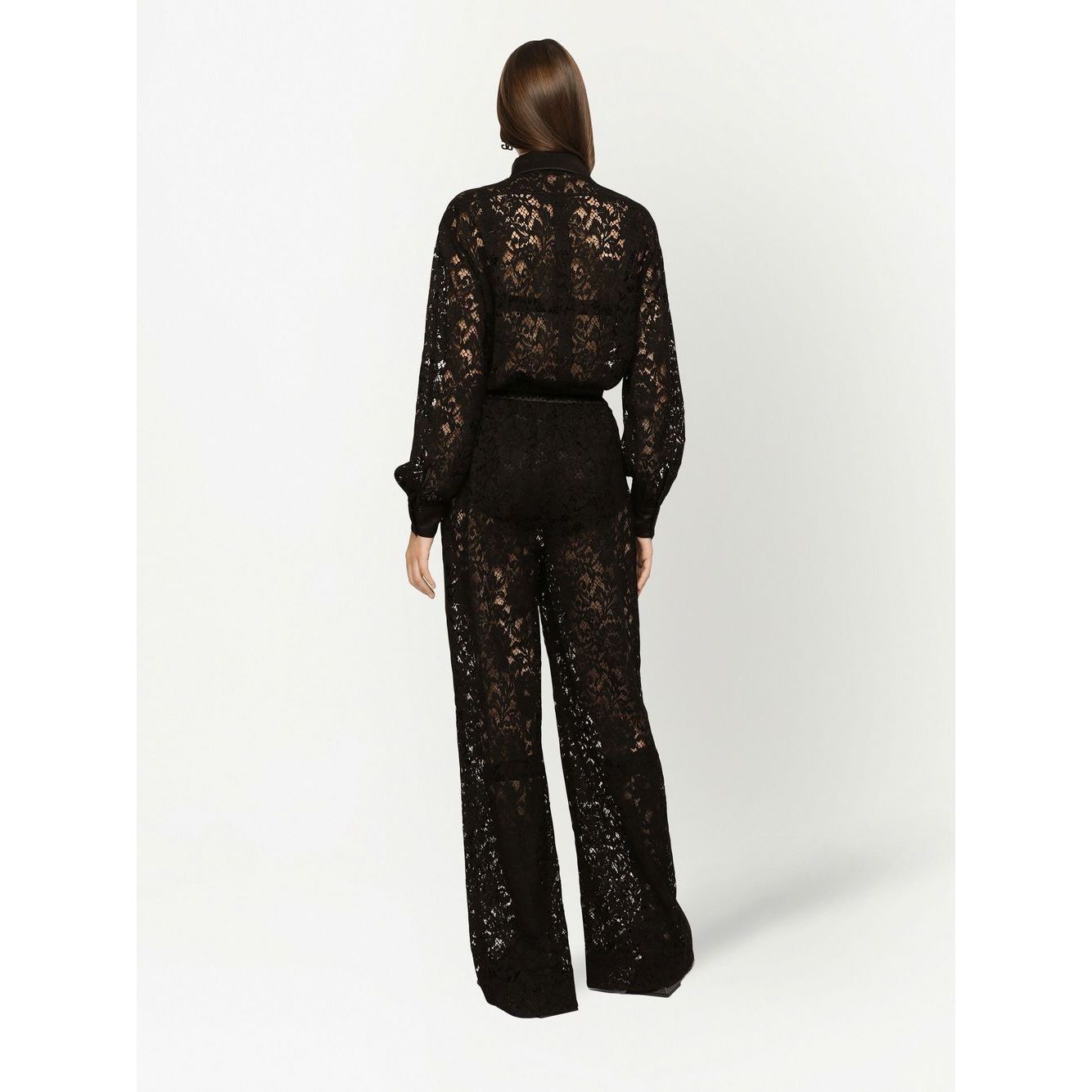 Dolce & Gabbana lace-trim long-sleeve jumpsuit