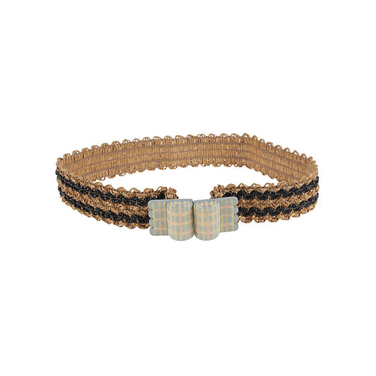 Exquisite J Striped raffia belt Belts