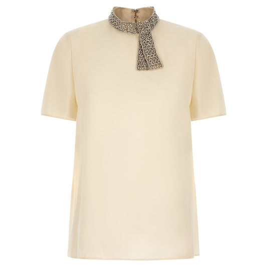 Valentino Garavani White Silk Tank Tops