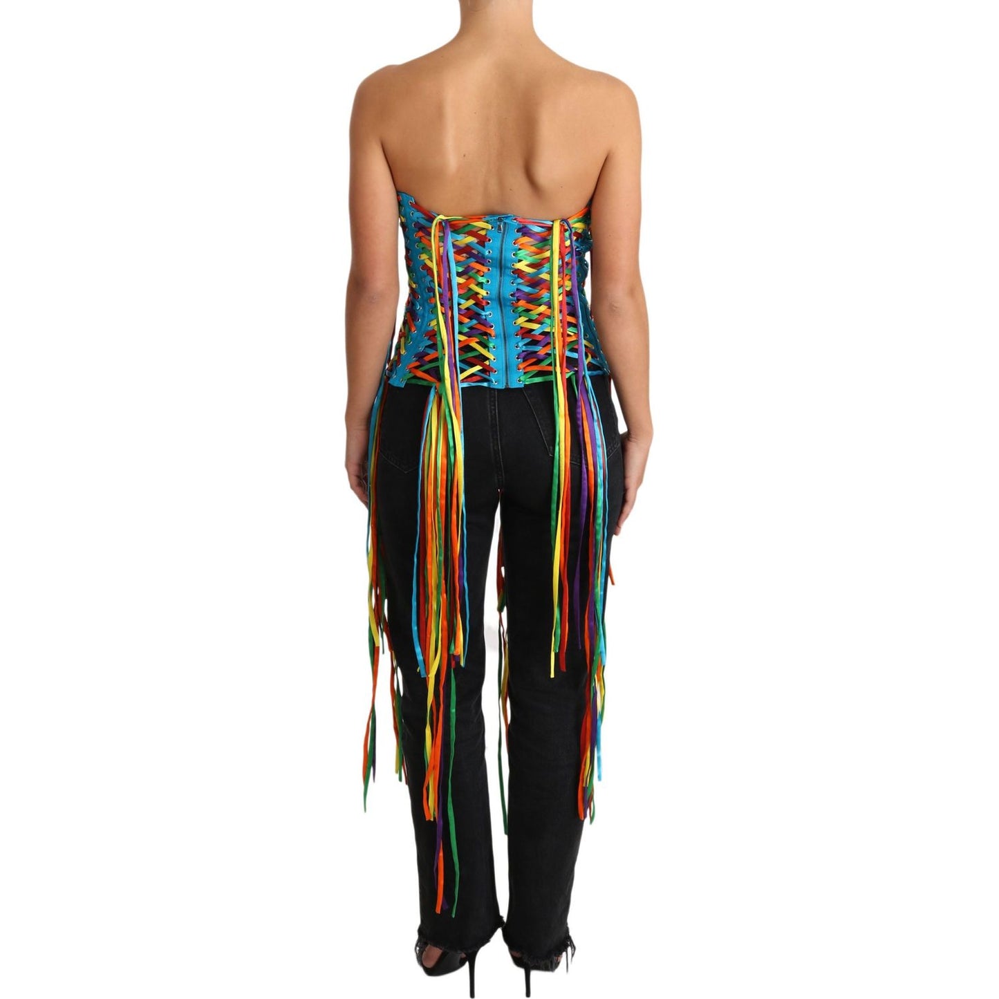 Dolce & Gabbana Multicolor Strings Bustier Polyester Corset Top