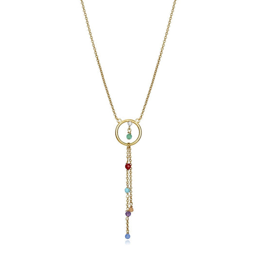 Elegant gold necklace with colorful gemstone accents, featuring the VICEROY JEWELS Mod. 13007C100-59. Designed for ladies, crafted in silver 925°.