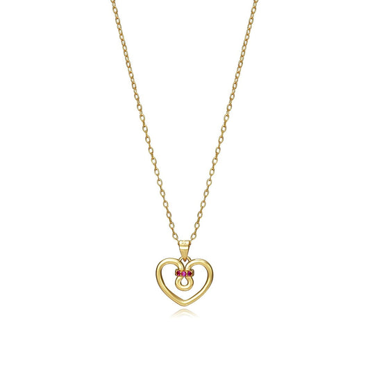 Gold heart necklace with gemstones, suitable for ladies, featuring a delicate design perfect as a gift for special occasions.