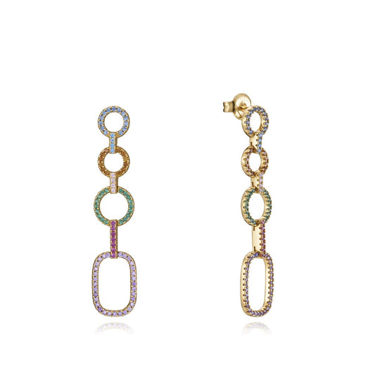 Elegant VICEROY JEWELS Mod. 13110E100-39 ladies' earrings in silver 925, featuring a stunning design with colorful stones and quartz movement.