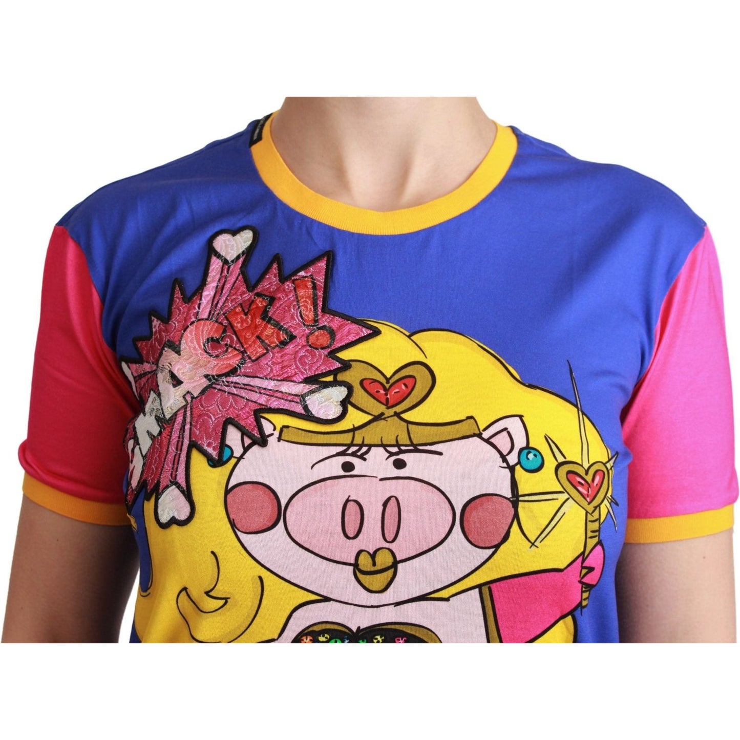 Dolce & Gabbana Purple PIG SUPERGIRL Top Cotton T-shirt