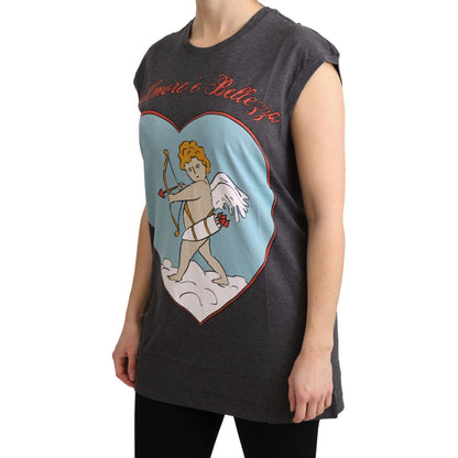 Dolce & Gabbana Gray Cotton L' Amore Top Tank T-shirt