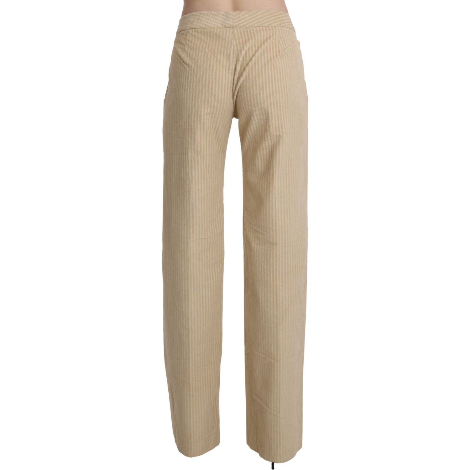 بنطلون Ermanno Scervino Chic Beige بخصر عالٍ وساق واسعة