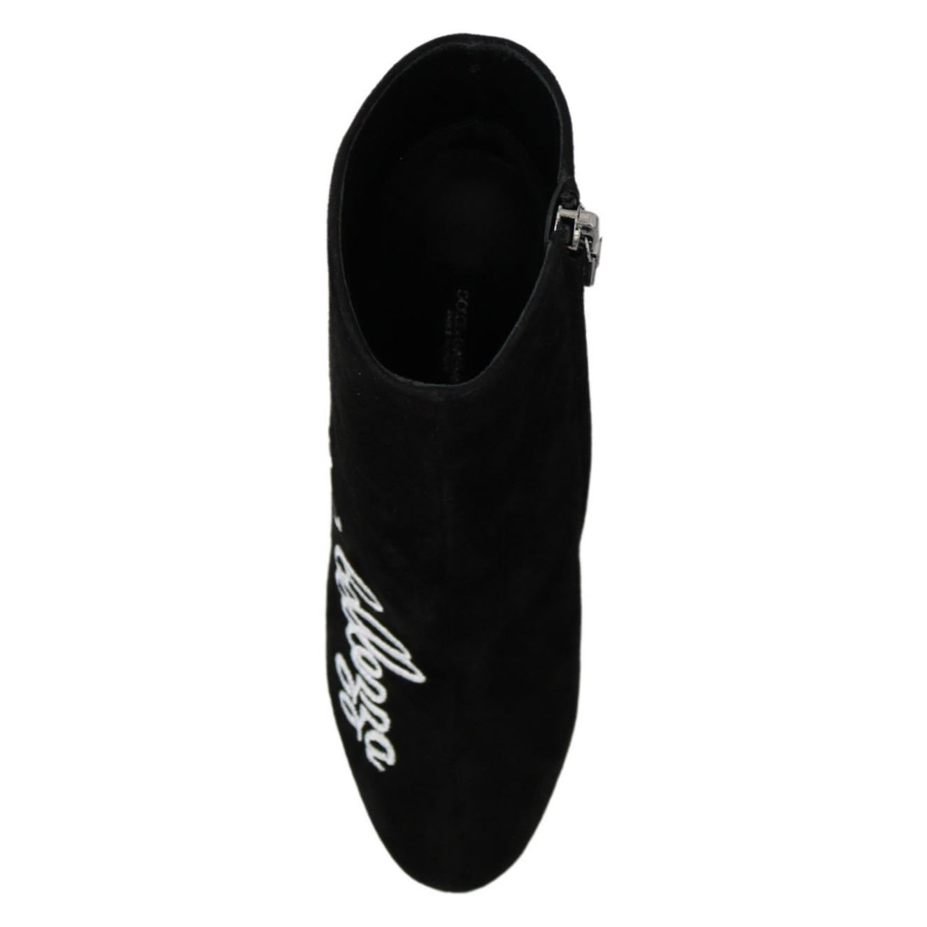 Dolce & Gabbana Black Suede L'Amore E'Bellezza Boots Shoes LA8143-35