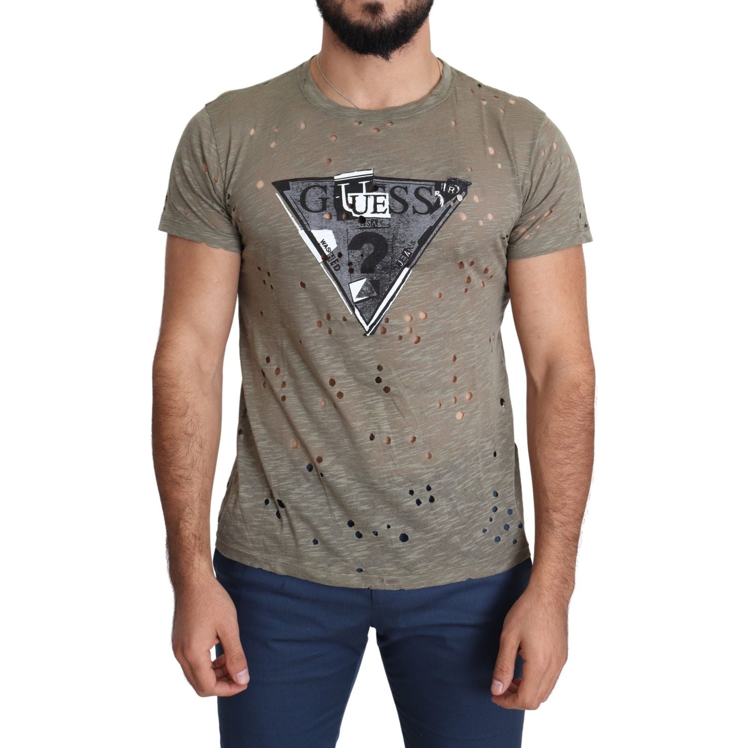 تي شيرت Guess Chic Brown Cotton Stretch T-Shirt